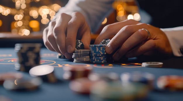 Live roulette table in action